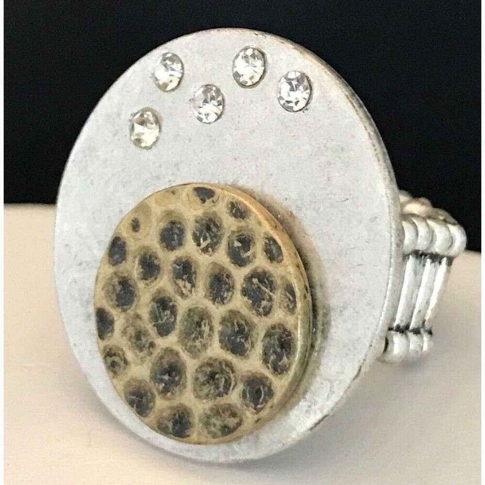 Boutique Statement Ring Silver Brass Design Cryst… - image 4